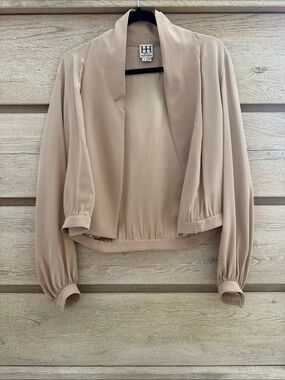 Women's Beige Draped Open-Front Jacket